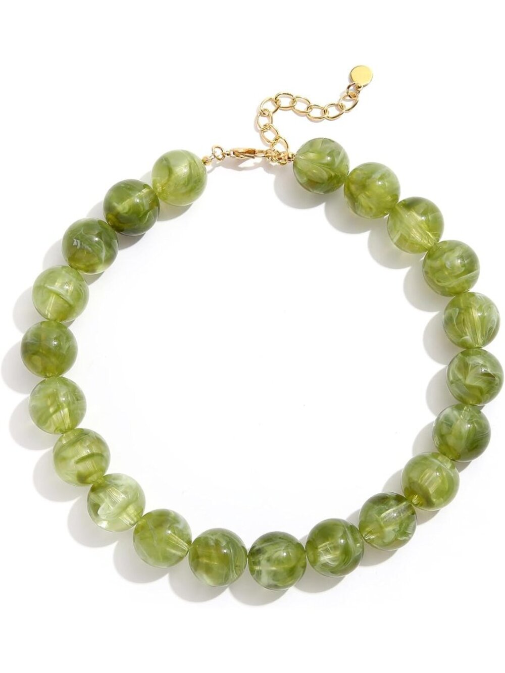 Women's 20MM Olive Green Chunky Resin Bead Choker Boho Summer Beach Jewelry